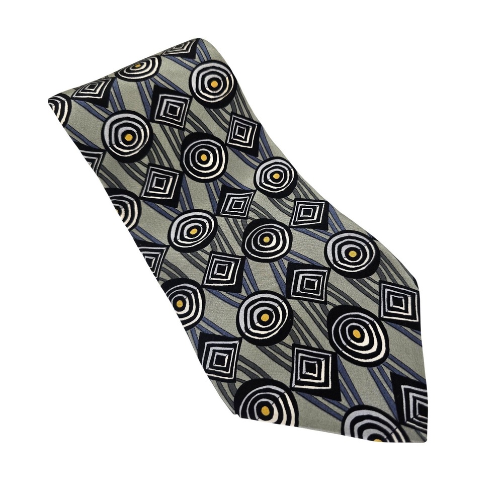 Grateful Dead Alaska Getaway Fifth Set Silk Tie Gray Black Geometric Circles